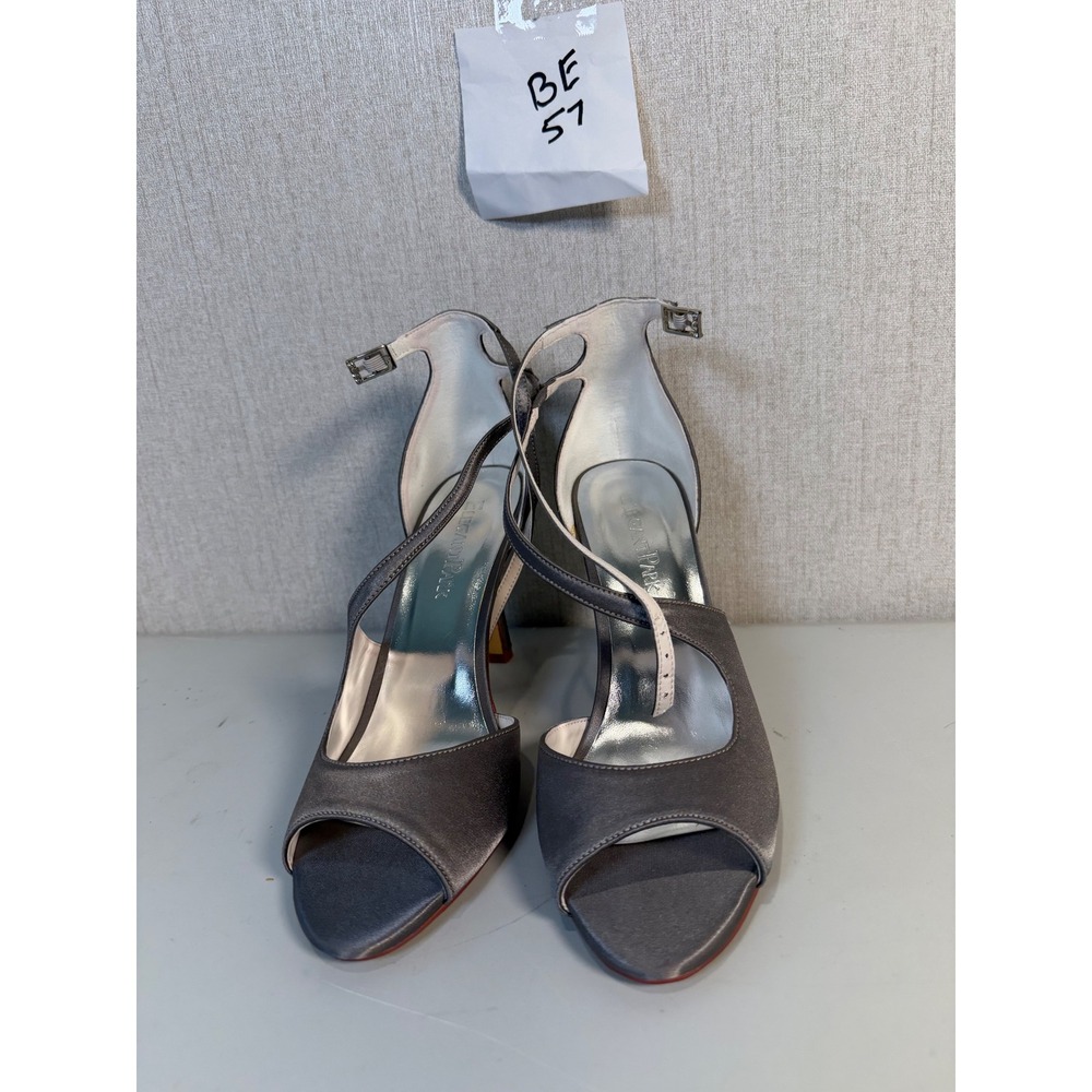 ElegantPark HP1565 Womens Steel Gray Satin Peep Toe Evening Sandals Heels 8.5M